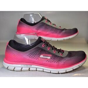 Skechers Glider Women's Sneakers Size 10 Pink Black Slip On Stretch Fit Shoes